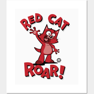 Red Cat Roar Waving Posters and Art